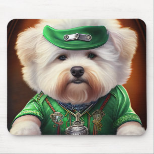 Tapis De Souris Bichon Frisé Chien Conduite Vélo St. Patrick