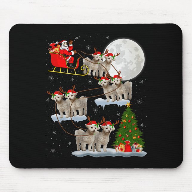 Tapis De Souris Bichon Frise Dog Santa Sleigh Flying Funny Magical (Devant)