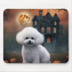 Tapis De Souris Bichon Frise Halloween effroi