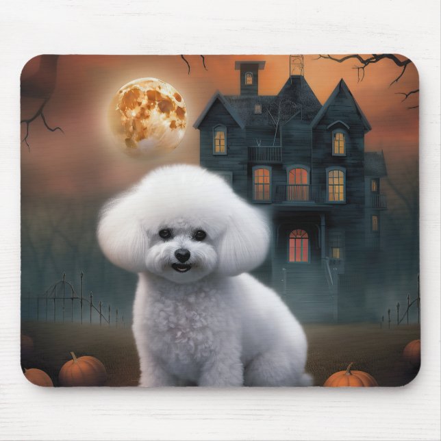 Tapis De Souris Bichon Frise Halloween effroi (Devant)