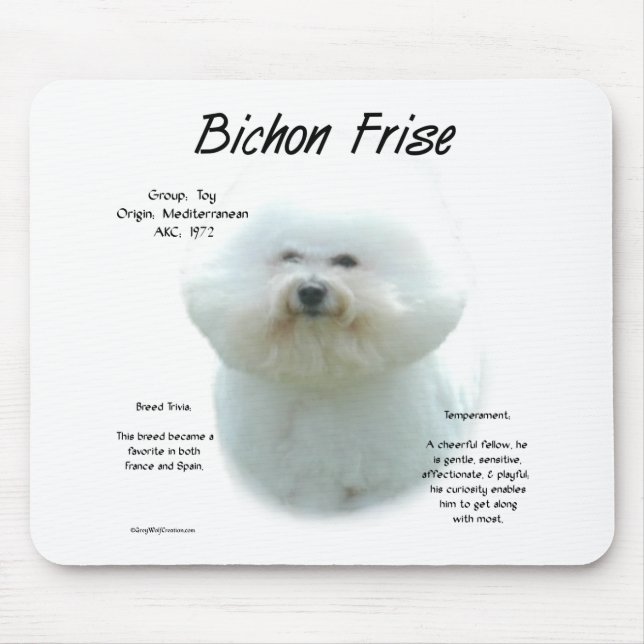 Tapis De Souris Bichon Frise Histoire; Tout sur Bichon Frise (Devant)