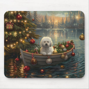 Tapis De Souris Bichon Frise Noël Festive Voyage