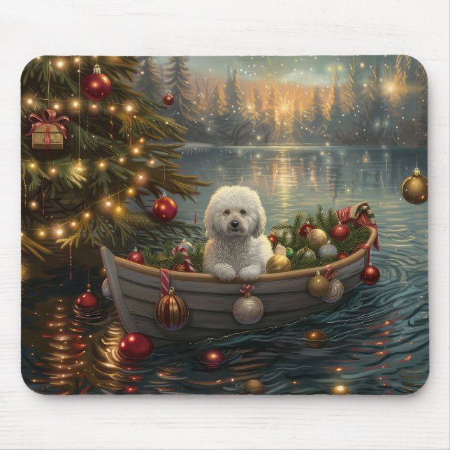 Tapis De Souris Bichon Frise Noël Festive Voyage (Devant)