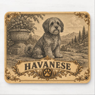 Tapis De Souris Bichon Havanais, Chien à l'Héritage Vintage