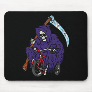 Tapis De Souris Bicyclette à roue Halloween Skeleton Éffrayant Bo
