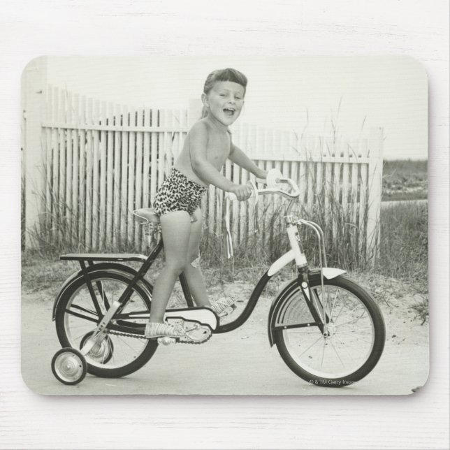 Tapis De Souris Bicyclette d'équitation de fille (Devant)