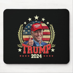 Tapis De Souris Biden Portant Trump Chemise Casquette Rouge Drôle 