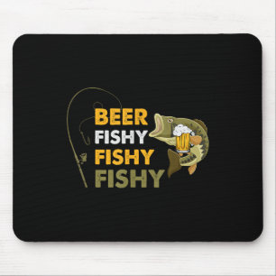 Tapis De Souris Bièrе Poisson Pêche Amoureux Pêcheur Rétro Vin