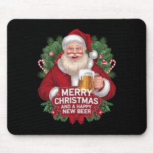 Tapis De Souris Bière du Père Noël Boisson cadeau Joyeux Noël Happ