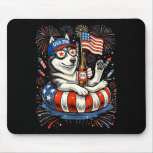 Tapis De Souris Bière Retro Husky Usa 250e Anniversaire 4 Juillet