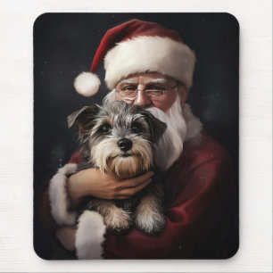 Tapis De Souris Biewer Terrier avec le Père Noël Fête de Noël
