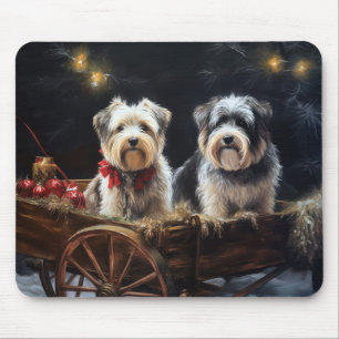 Tapis De Souris Biewer Terrier enneigé Traîneau Décor Noël