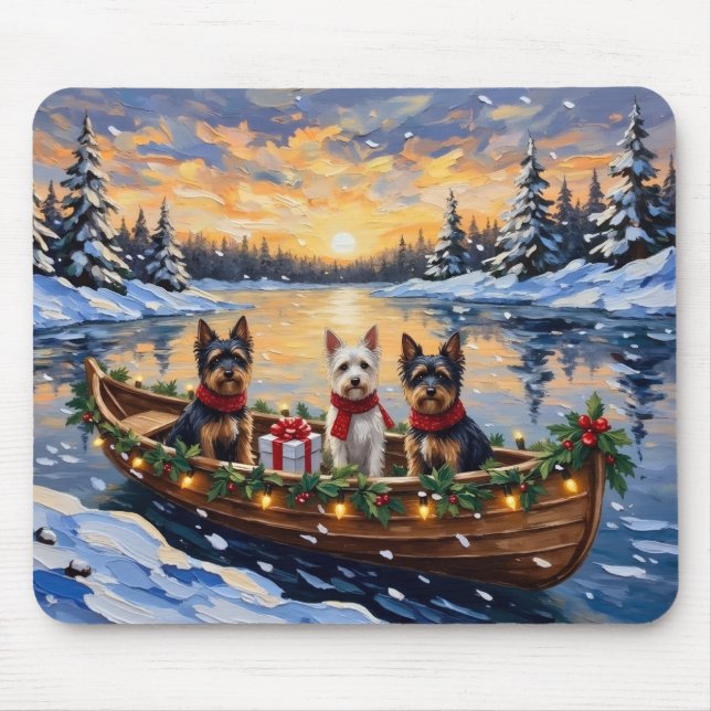 Tapis De Souris Biewer Terrier Noël Bateau Fêtes (Devant)