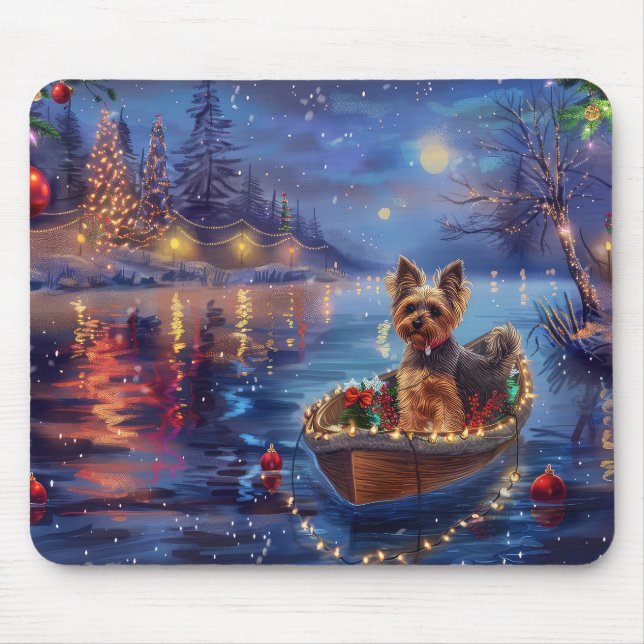 Tapis De Souris Biewer Terrier Noël Festive Voyage (Devant)
