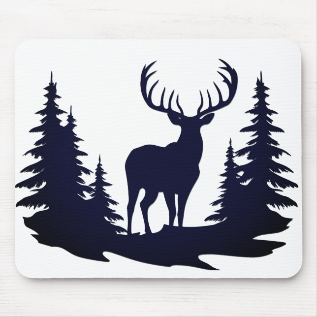 Tapis De Souris Big Buck Parmi Pine Trees Vector (Devant)