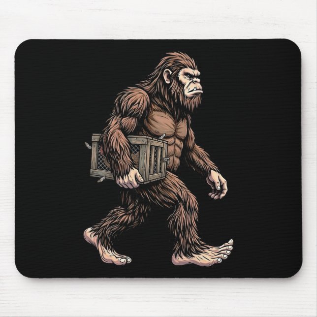 Tapis De Souris Bigfoot Carrying Chicken Crate Sasquatch Farm Humo (Devant)