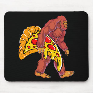 Tapis De Souris Bigfoot drôle marcher avec grande tranche de pizza