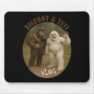Tapis De Souris Bigfoot et ami vlog mème drôle de selfie de randon
