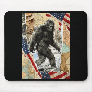 Tapis De Souris Bigfoot États-Unis drapeau américain sasquatch pat