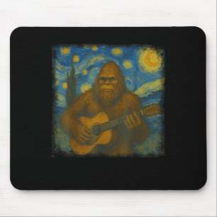 Tapis De Souris Bigfoot Jouer Guitare Van Gogh Starry Style Nuit