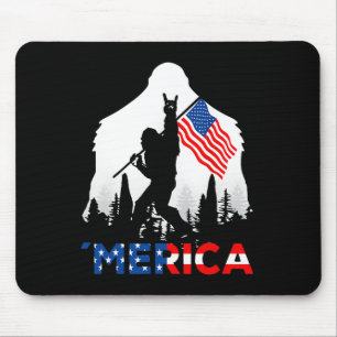 Tapis De Souris Bigfoot Merica Rock Drapeau Américain Usa Patrioti