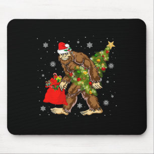 Tapis De Souris Bigfoot portant Noël Arbre Sasquatch Croyant