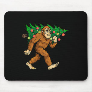 Tapis De Souris Bigfoot portant Noël Arbre Sasquatch Croyant