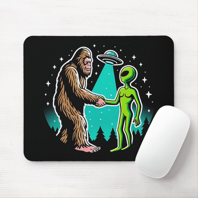 Tapis De Souris Bigfoot rencontre un Alien (Avec souris)