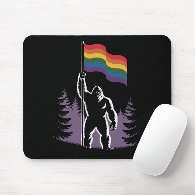 Tapis De Souris Bigfoot Rock Sur LGBTQ Nouveau drapeau de la fiert (Avec souris)