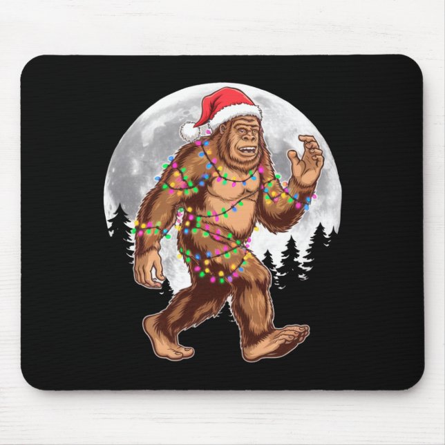 Tapis De Souris Bigfoot Santa Christmas Tree Lights Xmas Sasquatch (Devant)