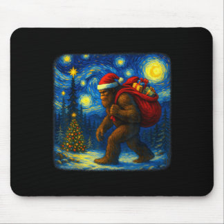 Tapis De Souris Bigfoot Santa Noël Peignez Les Étoiles Sasquatch