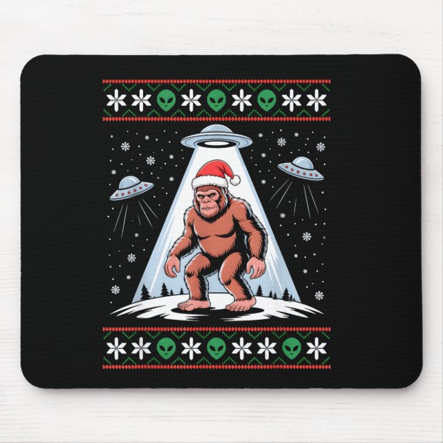 Tapis De Souris Bigfoot Santa Ufo Alien Funny Ugly Christmas Sweat (Devant)