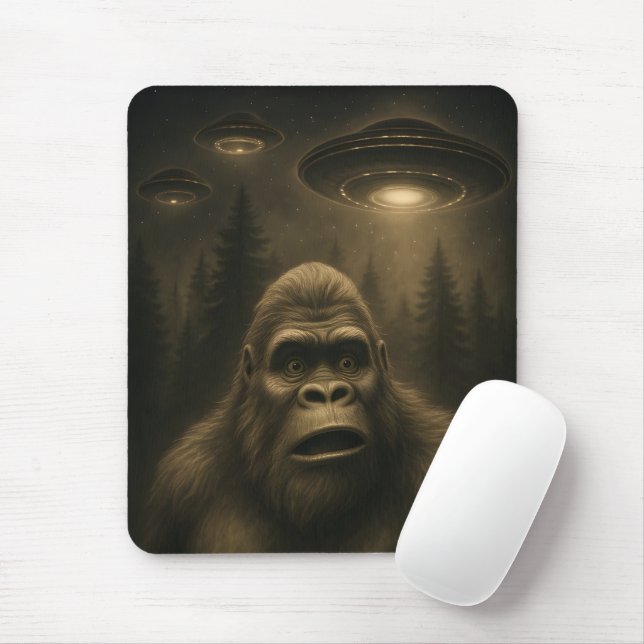 Tapis De Souris Bigfoot Sasquatch Alien UFO Funny (Avec souris)