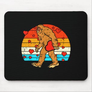 Tapis De Souris Bigfoot Sasquatch Rétro Cœur Drôle de Saint-Valent