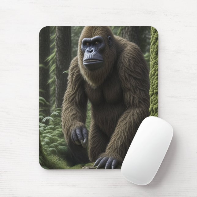 Tapis De Souris Bigfoot Sasquatch Squatch par un arbre (Avec souris)