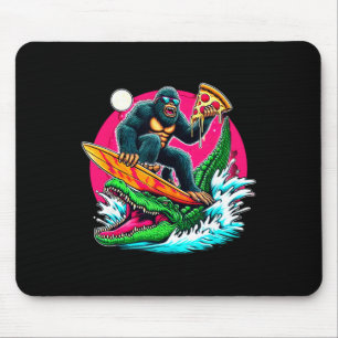 Tapis De Souris Bigfoot Surfant Mangeant de la Pizza Attaque d'All