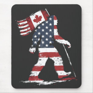 Tapis De Souris Bigfoot tenant le drapeau du Canada 51e État Trump