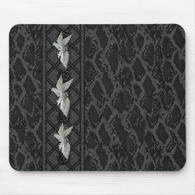 Tapis De Souris Bijou en cuir noir Mousepad (047-015) (Devant)