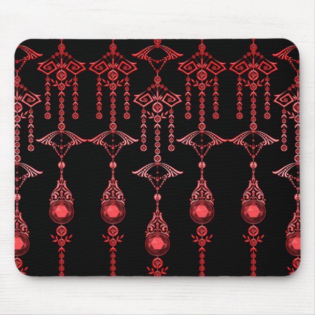 TAPIS DE SOURIS BIJOUX DE CASTELLINA : ROUGE FLEURI GOTH (Devant)