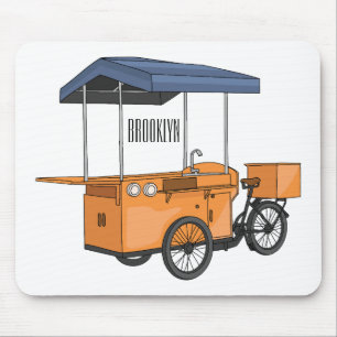 Tapis De Souris Bike food cart cartoon illustration