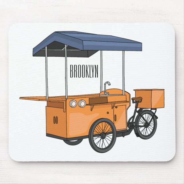 Tapis De Souris Bike food cart cartoon illustration (Devant)
