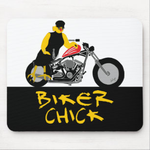 Tapis De Souris BIKER CHICK assise sur sa moto