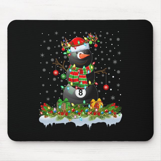 Tapis De Souris Billard Noël Éclairage Drôle Snowman Billard Ch (Devant)