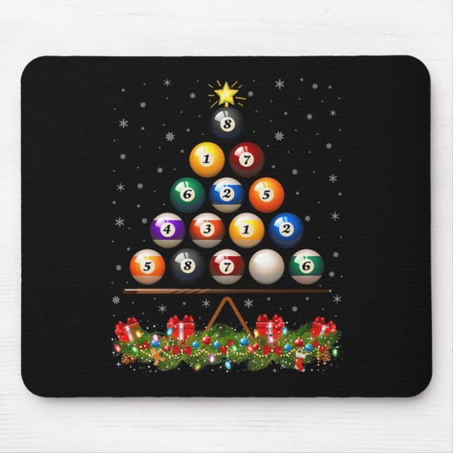 Tapis De Souris Billiard Ball Christmas Tree Lights Ol Billiards X (Devant)