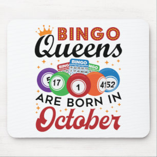 Tapis De Souris Bingo Birthday Bingo Queens sont nés en octobre