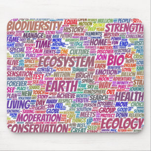 Tapis De Souris Bio Nuage de Mots Texte Modèle Biodiversité