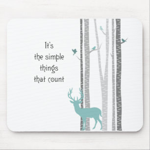 Tapis De Souris Birch Trees avec Cerf Des choses simples comptent