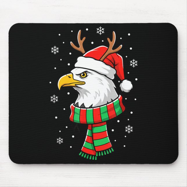 Tapis De Souris Bird Holiday, Santa Hat, Reindeer Antlers &amp; Fe (Devant)