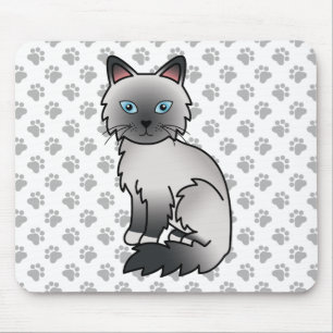 Tapis De Souris Birman / Ragdoll Point Bleu Chat & Pattes Mignon