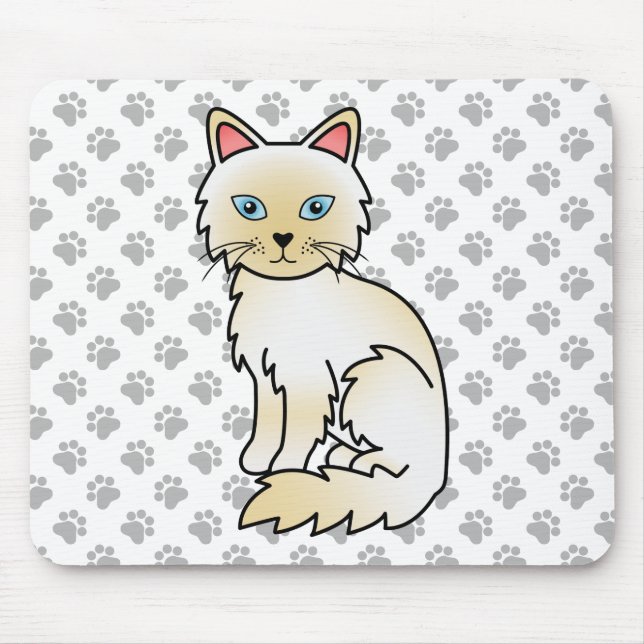 Tapis De Souris Birman / Ragdoll Point crème Chat & Pattes Mignonn (Devant)